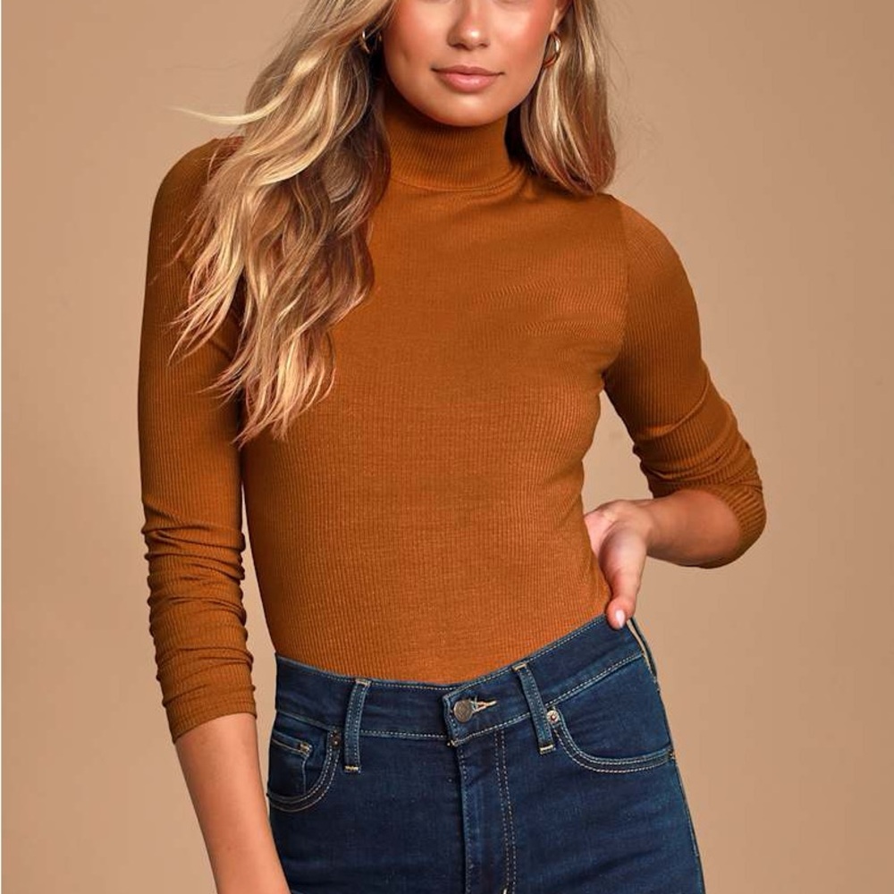 Lulu's Rust Long Sleeve Bodysuit